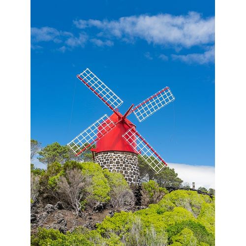 Traditional windmill near Sao Joao Pico Island-an island in the Azores in the Atlantic Ocean